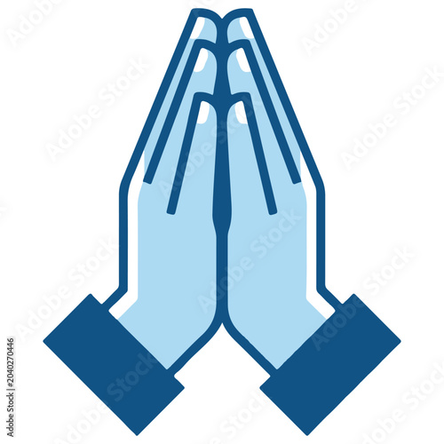 Praying hands icon religious symbol for prayer and faith flat design religion spiritual pleading