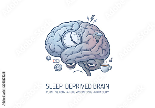 Quadro em tela sleep deprived brain illustration blue pink png on transparent background