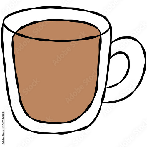 Hand drawn hot coffee, tea, mug