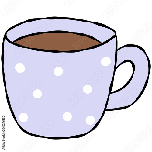 Hand drawn hot coffee, tea, mug