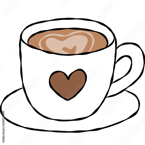 Hand drawn hot coffee, tea, mug