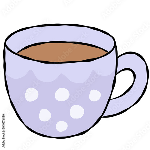 Hand drawn hot coffee, tea, mug