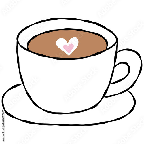 Hand drawn hot coffee, tea, mug