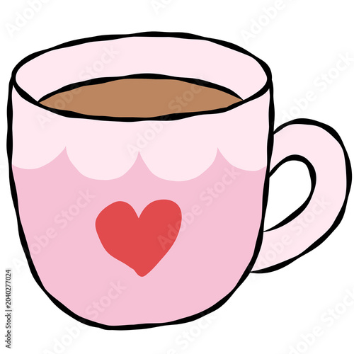 Hand drawn hot coffee, tea, mug