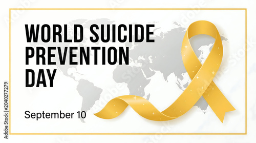 World Suicide Prevention Day awareness yellow ribbon