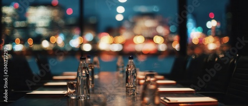 City Lights Bokeh Backdrop for Conference Table