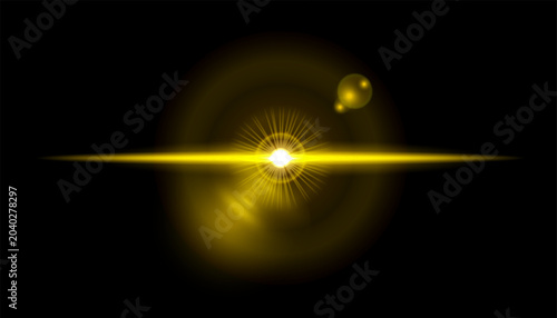 Futuristic Yellow Lens Flare Light Effect Abstract Background
