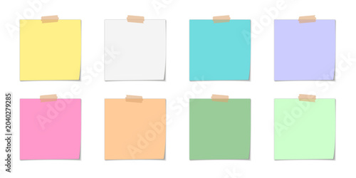 Foto Colorful sticky note with duct tape, post it note paper, memo reminder, Blank Office Reminder