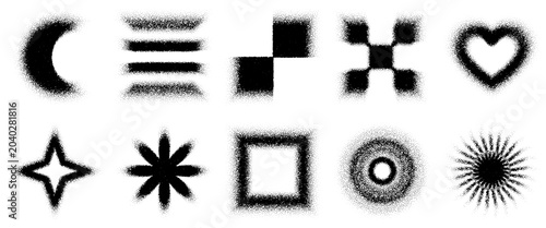 Obraz na plátně Blurry dot texture with grainy gradient, square and heart logo