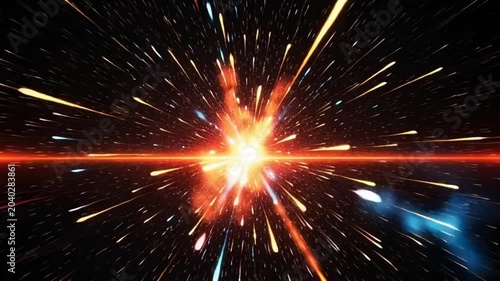 Abstract Space Explosion of Bright Light Particles, Cosmic Energy Burst