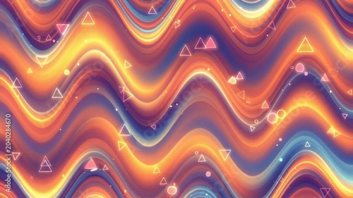 Vibrant Wavy Abstract Background with Glowing Energy and Geometric Shapes
