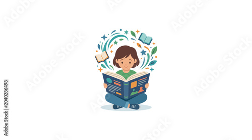 Child reading book, imagination, learning, education, knowledge, creativity, fantasy