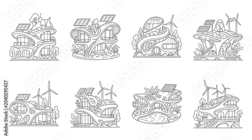 Tableau sur toile Futuristic Eco Homes Collection: Sustainable Architecture, Green Energy, Organic