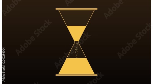 Minimalist hourglass sand timer running out concept animation