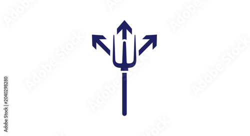 Bild auf Leinwand Blue Trident Symbol with Three Arrows, Directional Choice Concept