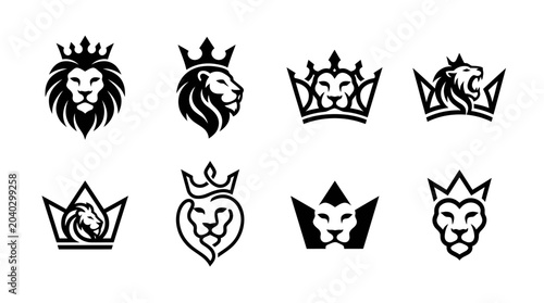 Fotografía Lion Head Crests with Crowns: Regal Symbols of Power and Majesty