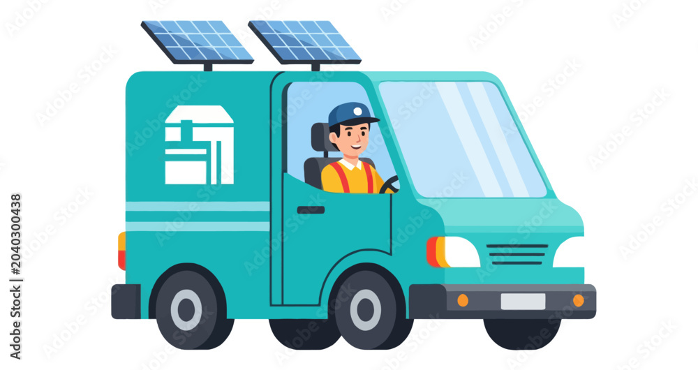 Naklejka premium Delivering a greener future through solar energy and sustainable logistics.
