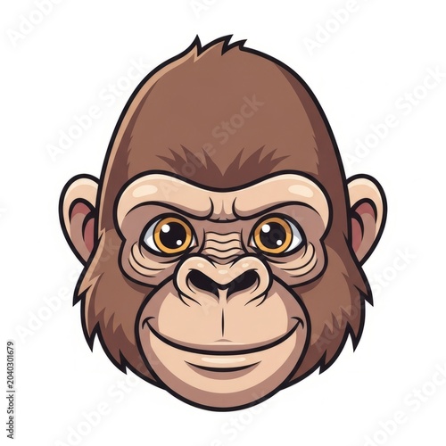 Cute Colorful Gorilla Mask for Kids with Cartoon Jungle Animal Face Costume Template
