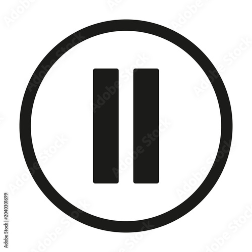 Tableau sur toile Minimalist black and white pause icon on gray background