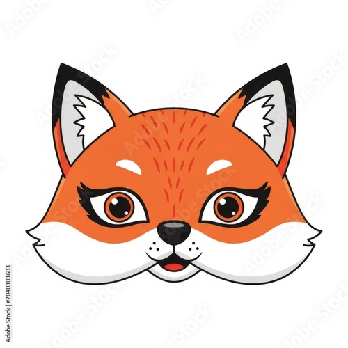 Cute Colorful Fox Mask for Kids with Cartoon Woodland Animal Face Costume Template