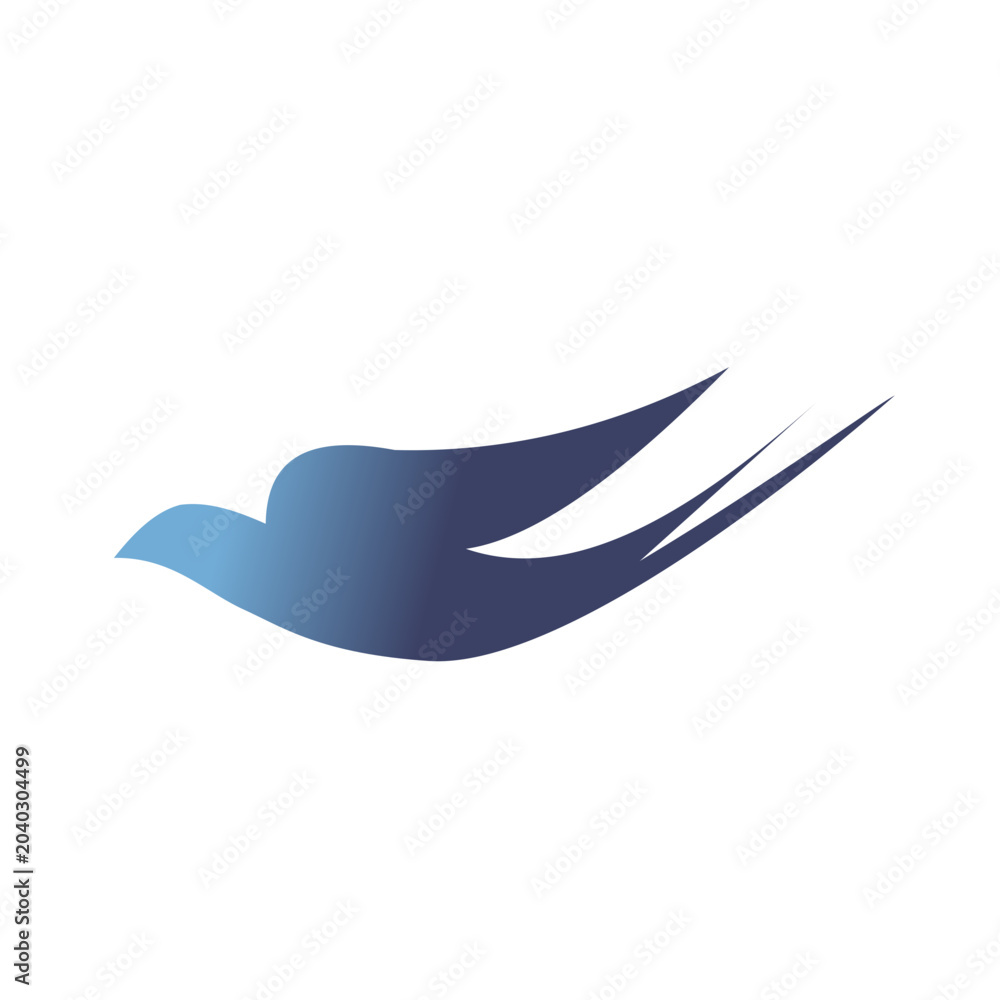 Obraz premium vector illustration of a bird - Minimalist Blue Gradient Bird Silhouette Icon