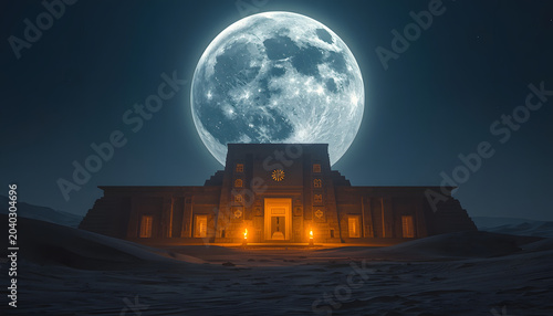 Moonlit Desert Temple