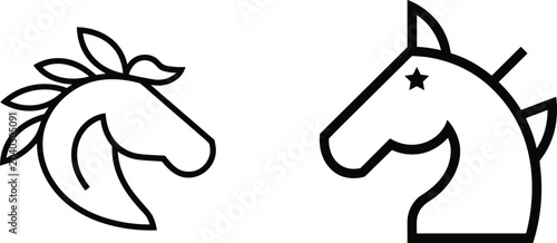 Bild auf Leinwand A professional minimalist black vector icon set featuring horse head outline logos and geometric equestrian profile designs in image_5b843f