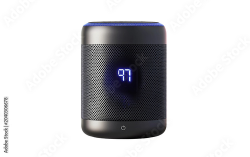 Wireless smart speaker with clock display combining high quality sound and practical timekeeping for everyday convenience Isolated on transparent background PNG