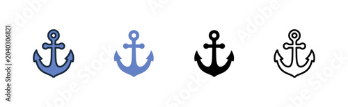 Foto Ship Anchor Icon Colored Flat Glyph Line Marine Nautical