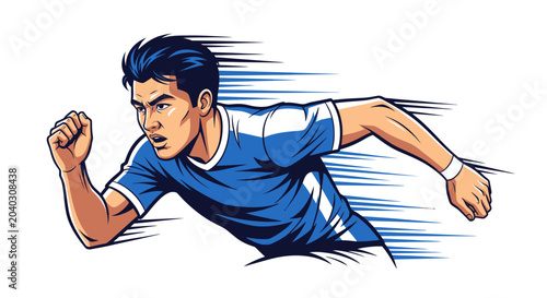 Photography Dynamic illustration of a male athlete running with speed.