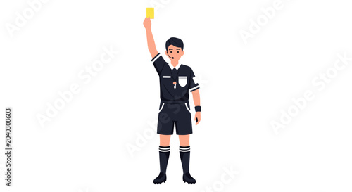 Tableau sur toile Soccer referee showing yellow card for foul play.