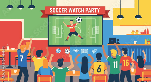 Soccer Watch Party with Friends Cheering for Their Favorite Team.