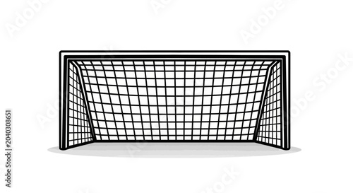 Obraz na płótnie Hand-drawn soccer goal with net in black and white.