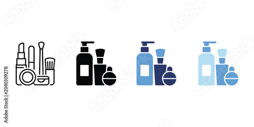 Tableau sur toile Toiletries Icon Set Featuring Toothbrush Soap Shampoo Razor Toothpaste Hygiene a