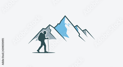 Slika na platnu Hiker with backpack and trekking poles.