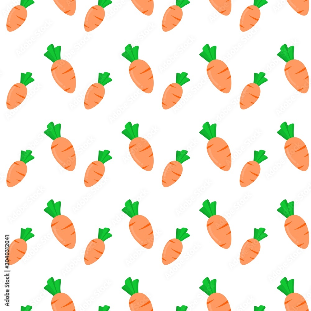 Fototapeta premium Cute carrot seamless pattern. Carrot repeat pattern background. Hand drawn carrot pattern background. Carrot spring design background