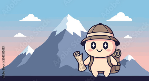 Canvas Print Cartoon Character Wearing Adventure Hat.