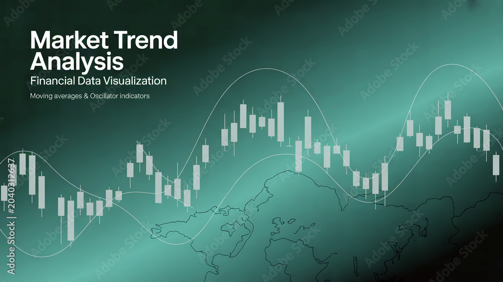 Naklejka premium Market trend analysis graph shows fluctuating financial data visualization
