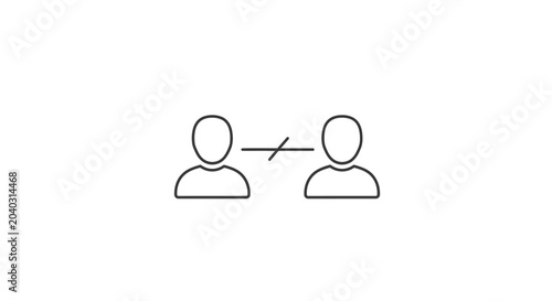 Foto Minimalist icon of two people with disconnected relationship line