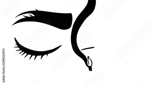 Photos Surreal Abstract Horror Illustration of a Man Confronting a Menacing Eye with Sh