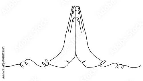 Canvastavla Praying Hands Line Art: Gratitude, Hope, and Meditation Symbol