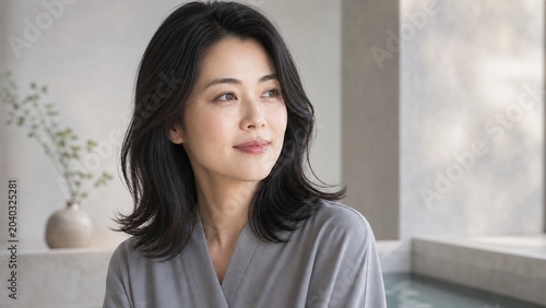 Japanese Woman With Hydrated Skin Wellness