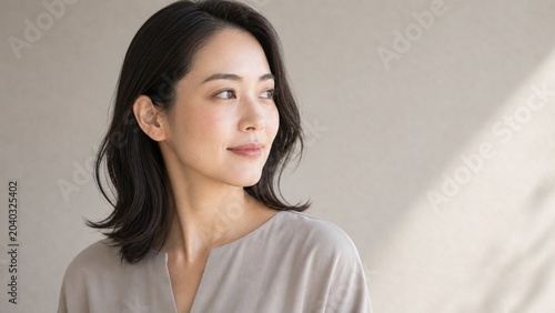 Japanese Wellness Beauty Portrait With Soft Morning Beauty