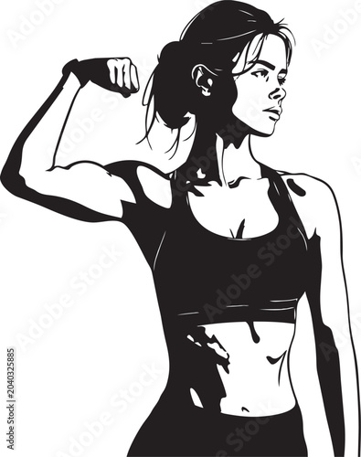 muscular woman vector,