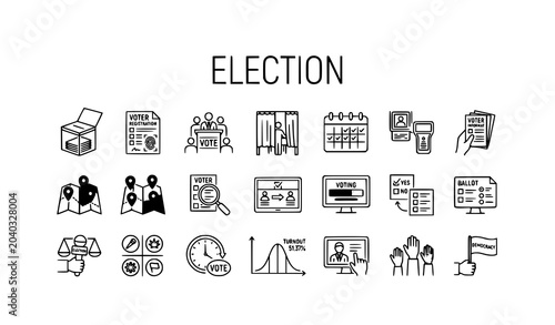 Voting Ballot Box Outline Icons – Thin Line Democracy Vector Collection