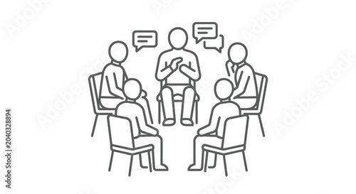 People sitting in a circle for group therapy session.