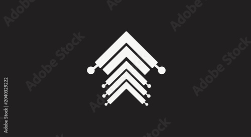 Fotografia Abstract geometric white arrows pointing upwards on a dark background
