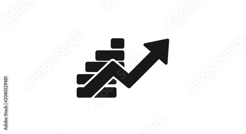 Black arrow graphic indicates upward trend on a segmented bar chart
