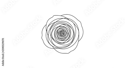 Принти на полотні Minimalist black line art of a rose, spiraling inward on a white background