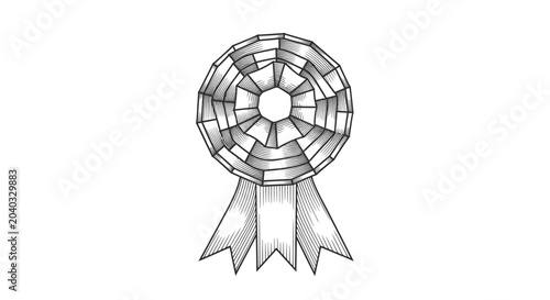 Quadro su tela Ornate award ribbon with a circular rosette and flowing streamers